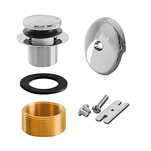 SENTO Chrome Tip-Toe BathTub Drain Trim Set Assembly Stopper Kit, Fit both 1-1/2 Inch or 1-5/8 Inch Strainer and Stopper, Heavy Duty Metal with Matching Screws, Easy Installation, Polished Chrome - color: Polished Chrome