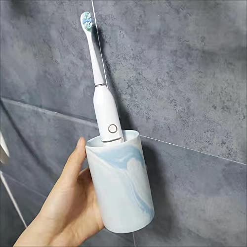 Marble ceramic mug, creative toothbrush holder, simple drinking cup. (Blue) - color: Blue
