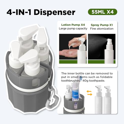 Travel Bottles for Toiletries, TSA Approved Travel Shampoo and Conditioner Bottles with Suction Cups, Gray - color: Gray