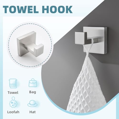 Bathroom Hardware Set 4-Piece, Angle Simple SUS304 Stainless Steel Bath Accessory Kit, Bathroom Fixture Set with Robe Hook, Toilet Paper Holder, Towel Holder and Towel Bar Brushed Nickel - color: Brushed Nickel