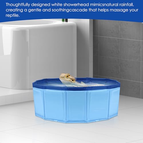 Foldable Bearded Dragon Bathtub with Brush Towel Set Reptile Accessories | Bearded Dragon Pool, Reptile Bathing Pool for Lizards,Tortoises and Small Reptiles, Bearded Dragon Accessories