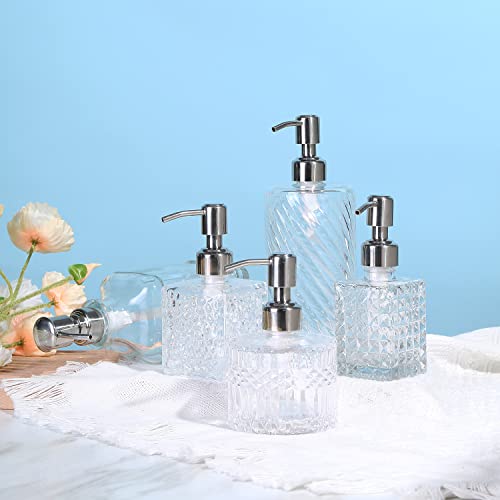 YunNasi Soap Dispenser with Stainless Steel Pump, Clear Crystal Design, Vintage and Elegant, Refillable Liquid Hand Soap Dish Soap Dispensers for Bathroom Counter, Kitchen Sink (Style 5) - color: Style 5
