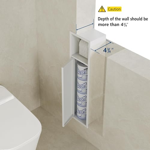 Neodrain Recessed Toilet Paper Holder, in Wall Toilet Paper Holder, 304 Stainless Steel Tissue Paper Holder with Dispense and Storage for Bathroom, White