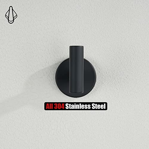 JQK Bathroom Hardware Set, 5-Piece Bath Accessories Set Matte Black Wall Mount Includes 24 in Towel Bar, 9 in HT Bar, TP Holder, Towel Hook x 2, BAS105-PB - color: Black