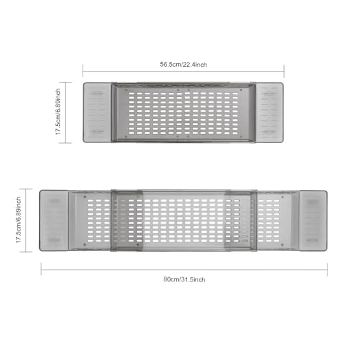 Bathtub Caddy Tray for Luxury Bathroom Bath Tub Table Tray Shelf for Shower Adjustable Expandable Bath Trays Clear Gray