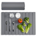 Meowoo Stone Drying Mat for Kitchen Counter, 23.6"x15.3" Foldable Diatomaceous Earth Mat, Super Absorbent, Quick-Dry Bath & Kitchen Pad for Dishes, Cups, Non-Slip, Fits Any Countertop - Dark Gray - size: 23.6" x 15.3"