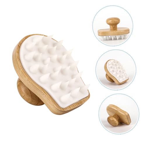 Outanaya Bamboo Wooden Scalp Massager Brush Hair Wash Scrubber for Deep Cleaning Exfoliating Scalp Care Suitable for Daily Use and Dandruff Removal