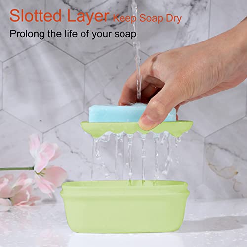 Quatish 2 Pack Travel Soap Container, Portable Soap Holder with Lid, Travel Bar Soap Holder, Soap Case for Camping Gym Travel, Soap Box for Bathroom,Green - color: Green