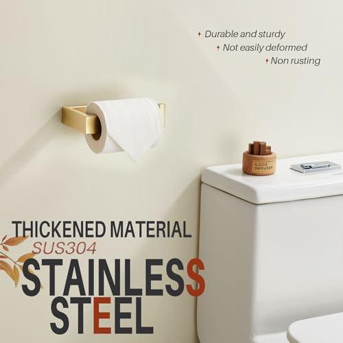 KOKOSIRI Toilet Paper Holder Gold Tissue Paper Dispenser for Kitchen Bathroom Washroom Toilet Roll Holder Wall Mounted Stainless Steel B2009BG - color: Brushed Gold
