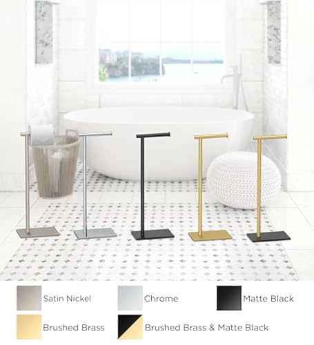 Gatco 1431C Modern Rectangle Base Freestanding Toilet Paper Holder, 21.25" Chrome with Weighted Base - color: Chrome, 21.25"h