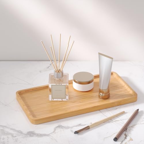 VERTORGAN Bamboo Serving Tray,11.8x5.9 Inch Decorative Trays Platter for Coffee Table,Living Room,Bar,Party,Mini Charcuterie Boards Cheese Board,Home Decor（Natural） - color: Natural, size: 11.8" x 5.9" x 0.6"