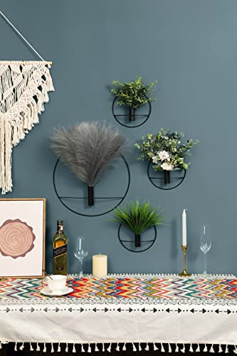 Pretty Jolly Boho Wall Decor, Wall-Mounted Metal Art, Hanging Artificial Pampas Display, Living Room, Bedroom, Bathroom, Diningroom, Fake Faux Plant 2 Pack Black Brown | Hanging Planter Display, For Living Room, Bedroom, Bathroom, Dining room, 2 Pack Blac
