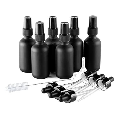 A Bar Above Cocktail Atomizer Spray Bottles and Dropper Set, Small Spray Bottle Set for Your Bar, Versatile Atomizer Glass Bottles, Small Bitters Bottle, Mini Bottles, Black, 2 Ounces - color: Black, size: 2oz