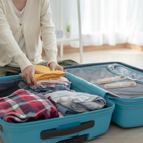 CHENGU 40 Pieces Travel Toothbrush Holder Case Portable Plastic Clear Case Holder Toothbrush Carrier Cover Storage Bulk Containers for Traveling Camping Bathroom Business School(White) - color: White