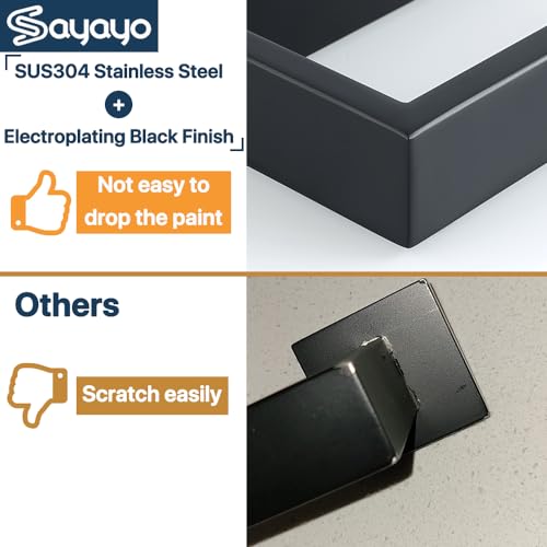 Sayayo Matte Black Toilet Paper Holder Wall Mount, RV Toilet Tissue Holder for Bathroom Tp Holder Square, SUS304 Stainless Steel 6 Inch - color: Black - Drilling