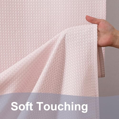 OWENIE Blush Shower Curtain, Waffle Weave Heavy Fabric Shower Curtain for Bathroom, Waterproof Thick 420G/M Textured Soft Elegant Luxury Hotel Spa Bath Curtains, Machine Washable, Blush, 72W x 72L - color: Blush, size: 72"W x 72"L (Pack of 1)
