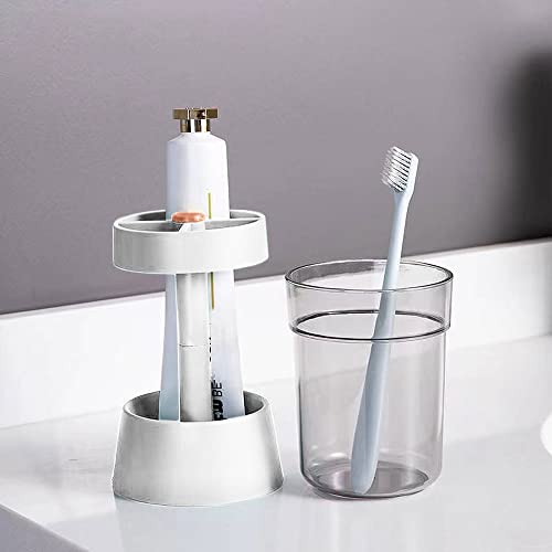 Toothbrush Holder with Cup/Cover Contains 3 Slots, Compatible with Conventional Toothbrushes, Can Store Toothpaste - color: White D(round)