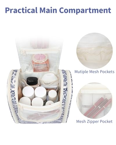 Narwey Small Hanging Toiletry Bag Women Travel Makeup Bag Organizer Toiletries Bag for Travel Size Essentials Accessories Cosmetics (Medium, Elephant) - color: B-Elephant, size: Medium