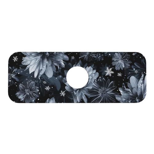 Faucet Draining Mat For Kitchen Sink, Stylized Gray Chrysanthemum Flowers Diatom Mud Absorbent Drain Pad For Bathroom Kitchen Sink Splash Guard Drying Mat - color: Stylized Gray Chrysanthemum Flowers