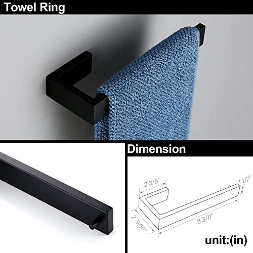 BAGNOLUX Matte Black Bathroom Hardware Set 4 Pieces, Bath Towel Holder Set SUS304 Stainless Steel, Towel Bar Rack Set for Wall Mounted, Square Bathroom Accessories Set Fixture Heavy Duty - color: Matte Black-b