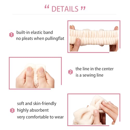 7 Pcs Spa Set, Facial Headband and Wristband Set, Skincare Accessories, College Style Girl Idea Gifts, Hair Accessories for Women and Girls（Grey） - color: Grey