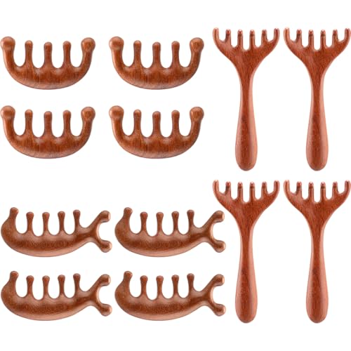 LemonRoad 12 Pack Wooden Scalp Massager Natural Sandalwood Wide Tooth Combs Wooden Head Scalp Massage Combs Bulk for Hair Growth Hair Care(Sea Lion&Classic&Antler) - style: Sea Lion&classic&antler