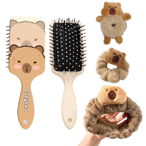 Cute Capybara Hairbrush and Headband Set, Include 1Pcs Capybara Hair Brush,1Pcs Capybara Hairbands,2Pcs Hair accessory,for Women Gift.