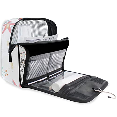 senya Hanging Travel Toiletry Bag Kit Makeup Case Cosmetics Organizer for Men Women - color: Flowers And Dragonfly