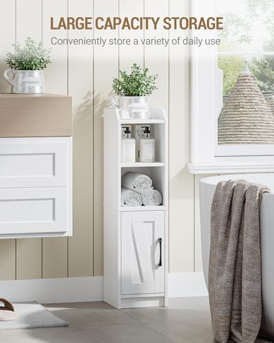 Hzuaneri Bathroom Storage Cabinet, Small Farmhouse Corner Floor Cabinet with Door and Shelves, Narrow Toilet Paper Holder Stand, Bathroom Organizer with Adjustable Shelf, for Small Spaces, White - color: White, size: 7.9"D x 7.9"W x 29.5"H