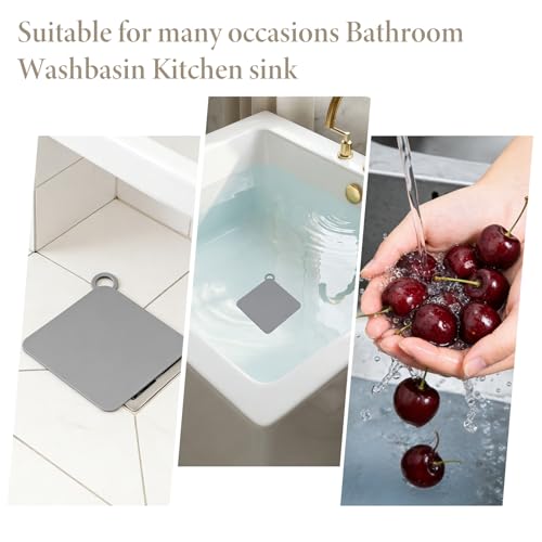 2 Pcs Floor Drain Plug, Floor Drain Cover Silicone Tub Stopper for Kitchen, Bathroom and Laundry 7.8x7.8 Inch Grey