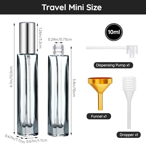 Segbeauty Glass Perfume Bottle Set, 5 Pack of 10ML Portable Perfume Travel Refillable, Empty Atomizer Sprayer for Perfume Cologne Dispenser, Travel Sample Bottles Perfume Making Kit with Refill Tool - color: Mixed, style: Mini Bottle Set