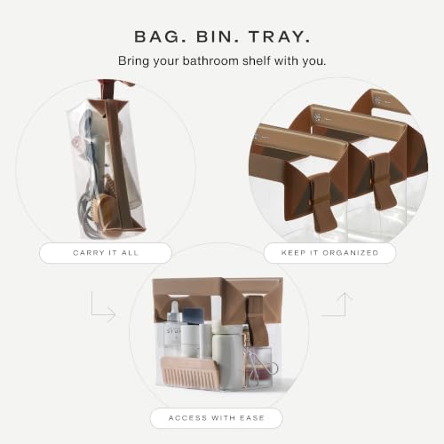 Cadence Parcel - Clear Travel Kit with Zipperless Magnetic Closure - Chestnut, Extra Large - Durable, Leak-Resistant and TSA Approved Toiletry Bag - Modular Organization - Recycled TPU (4 Qt) - color: Chestnut, size: Extra Large