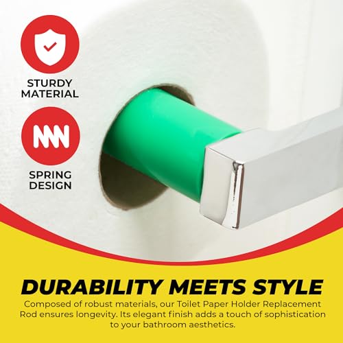 Qualihome Green Universal Plastic Spring Loaded Toilet Paper Roll Holder Replacement Rod, Green Toilet Paper Roll Replacement Rod - color: Green