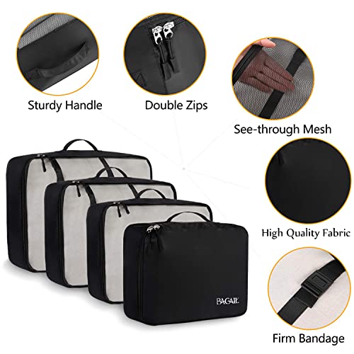 BAGAIL 8 Set Packing Cubes Luggage Packing Organizers for Travel Accessories-Jet Black - color: Jet Black, size: 8 Set