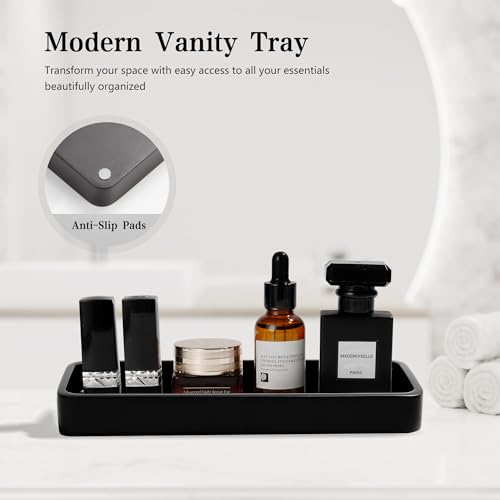YMXYJM Bathroom Accessories Set, 4 Pcs Bathroom Accessory Set, Soap Dispenser, Toothbrush Holder, Qtip Holder Set, Bathroom Sets Complete, Bathroom Sink Set for Modern Home Decor, Black - style: Black