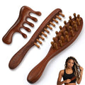 ProSuites 3 Pack Wooden Scalp Massager Tool, Long Handle Head Massage Scalp Loc Brush for Dreads, Multifunctional Hair Massager Tool for Men & Women - color: Red Wood