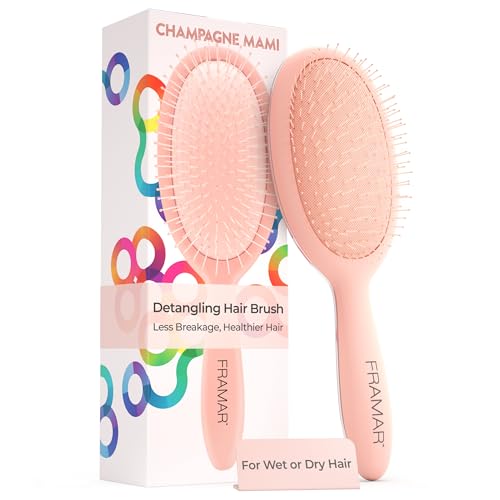 Framar Detangling Brush for Curly Hair – Hair Brushes for Women, Wet Detangler Hair Brush, Wet Hairbrush For Women, Hairbrushes, Hair Brush Detangler – Reduces Hair Breakage Champagne - color: Champagne