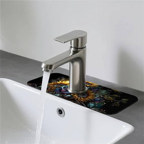 Faucet Fast Absorbent Pad - Roses Sunflowers , Suitable For Kitchen, Bathroom, Island And Other Scenes - color: Roses sunflowers