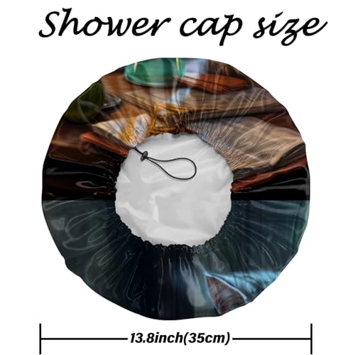 2 PCS Shower Cap Reusable Waterproof Adjustable Double Layer Elastic Dry Hair Bathing Caps Aesthetic Cute for Women Girls-Elephant Cat - color: H-6-Elephant Cat