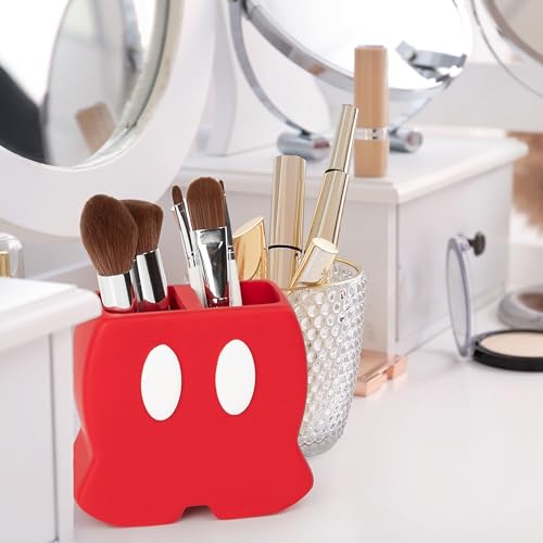 Jay Franco Disney Mickey Mouse Toothbrush Holder, Sturdy Resin Organizer | Kids Bathroom Storage for Pens and Makeup Brushes, Red Matte Finish, Desk and Counter Caddy (Officially Licensed) - color: Red - Mickey Mouse
