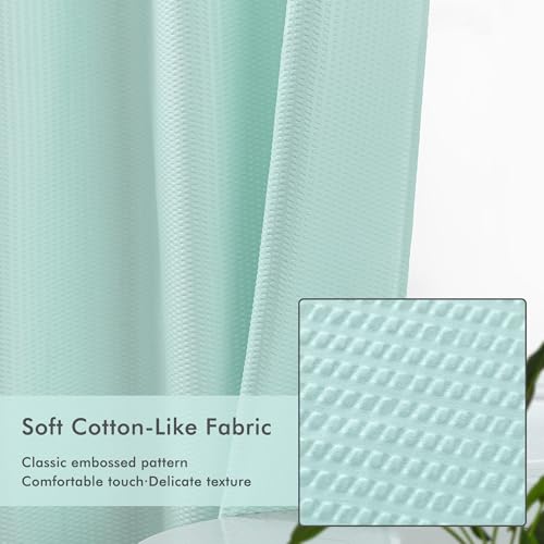 Mrs Awesome No Hook Shower Curtain with Snap-in Liner, Embossed Waffle Design Fabric Shower Curtain for Bathroom, Soft & Lightweight, 71x74, Sky Blue - color: Sky Blue, size: 71"W x 74"L (Pack of 1)
