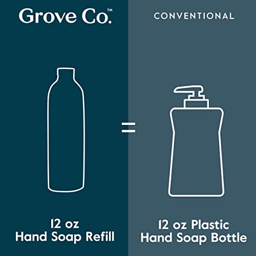 Grove Co. Foaming Hand Soap Concentrate (12 Fl Oz) + Reusable Glass Soap Dispenser, Plastic-Free Liquid Refillable Starter Kit, Free and Clear Unscented
