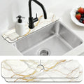 2 Pcs Kitchen Sink Splash Guard Faucet Mat White Marble Faucet Mat for Sinks Marble Texture Absorbing Drying Mats for Kitchen Bathroom, 23.6x5.5inch - color: White Marble