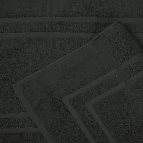 Feather & Stitch 2 Piece Towel Like Bath Mats (30x21 Inch) 100% Cotton Terry Bath Mats, Bathroom Shower Floor Mats [NOT A Bathroom Rug], Soft Absorbent Washable Mats - Charcoal - color: Charcoal