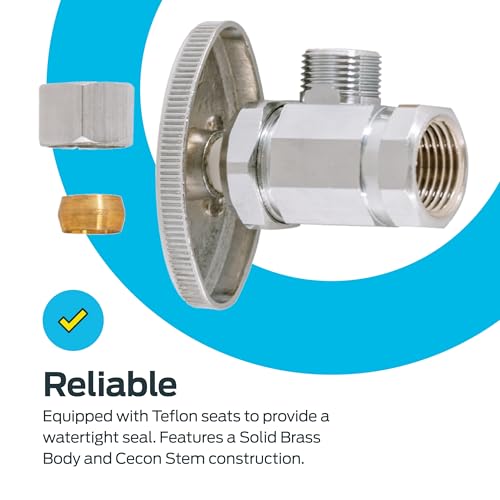 Eastman 3/8 Inch OD Compression x 3/8 Inch FIP Compression Multi-Turn Angle Stop Valve, Brass Plumbing Fitting, Chrome, 04319LF - size: 3/8 in. OD x 3/8 in. FIP