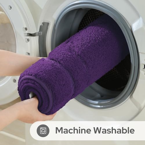 HOMEIDEAS Bathroom Rugs Sets 2 Piece, Extra Soft and Absorbent Microfiber Plush Bath Mat with Non Slip Backing(Purple) - color: Purple