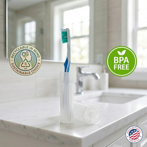 American Comb Toothbrush Holder - White, Made in USA, with Ventilation Holes, for Toothbrush Covers, Toothbrush Holder, Toothbrush Soft, Durable Design, Hygienic Bathroom Accessory - color: White