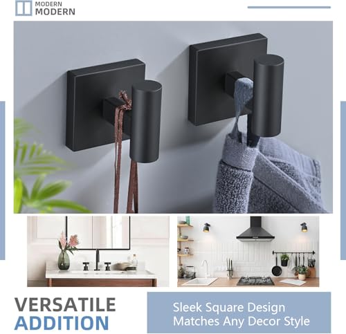 Matte Black Toilet Paper Holder Wall Mount with 2 Towel Hooks, 3 Piece Bathroom Hardware Set, SUS304 Stainless Steel Roll Holder and Robe Hooks for Bathroom, RV, Kitchen - color: Matte Black