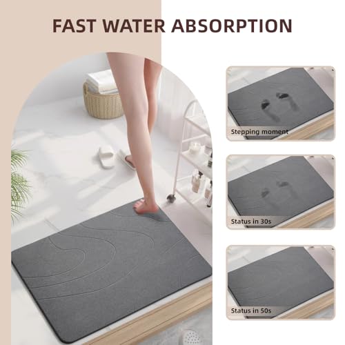 MORANDI Stone Bath Mat 2 Pack, Tub & Bath Diatomaceous Earth Stone Mat - Super Absorbent Non-Slip Fast-Drying Shower Mat,Stone Bath Mats for Bathroom & Kitchen, Easy to Clean (Dark Gray 2) - color: Dark Gray 2, size: 1'3" x 1'11" (Rectangular)