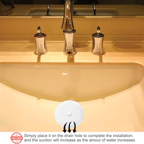 V-TOP Tub Stopper 2 Pack, 6 inches Large Silicone Drain Plug Hair Stopper Flat Suction Cover for Kitchen Gadgets Bathroom Accessories and Laundry - color: 6" White&gray